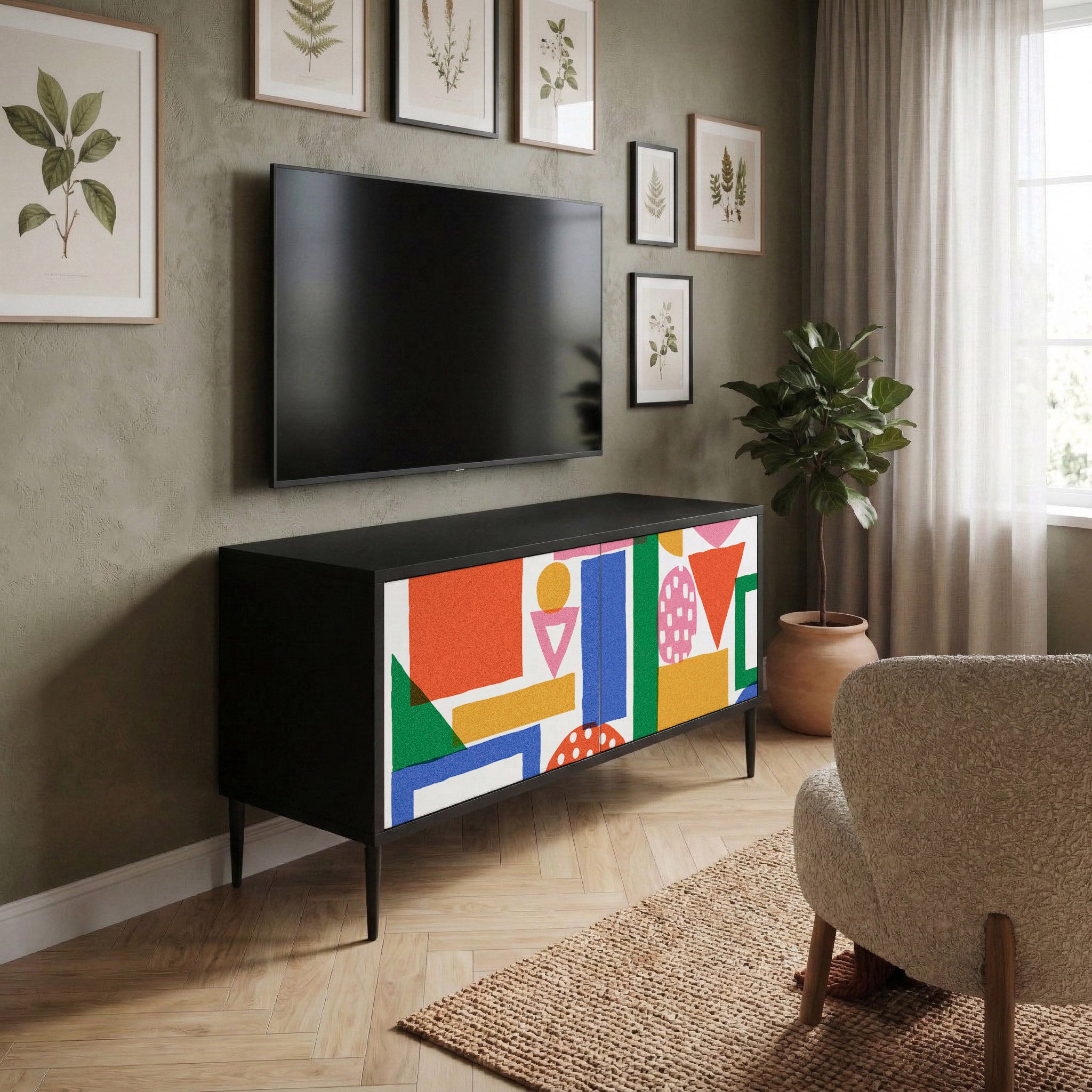 GEOMETRIC GLIMMER Mueble de TV Compacto de 2 puertas