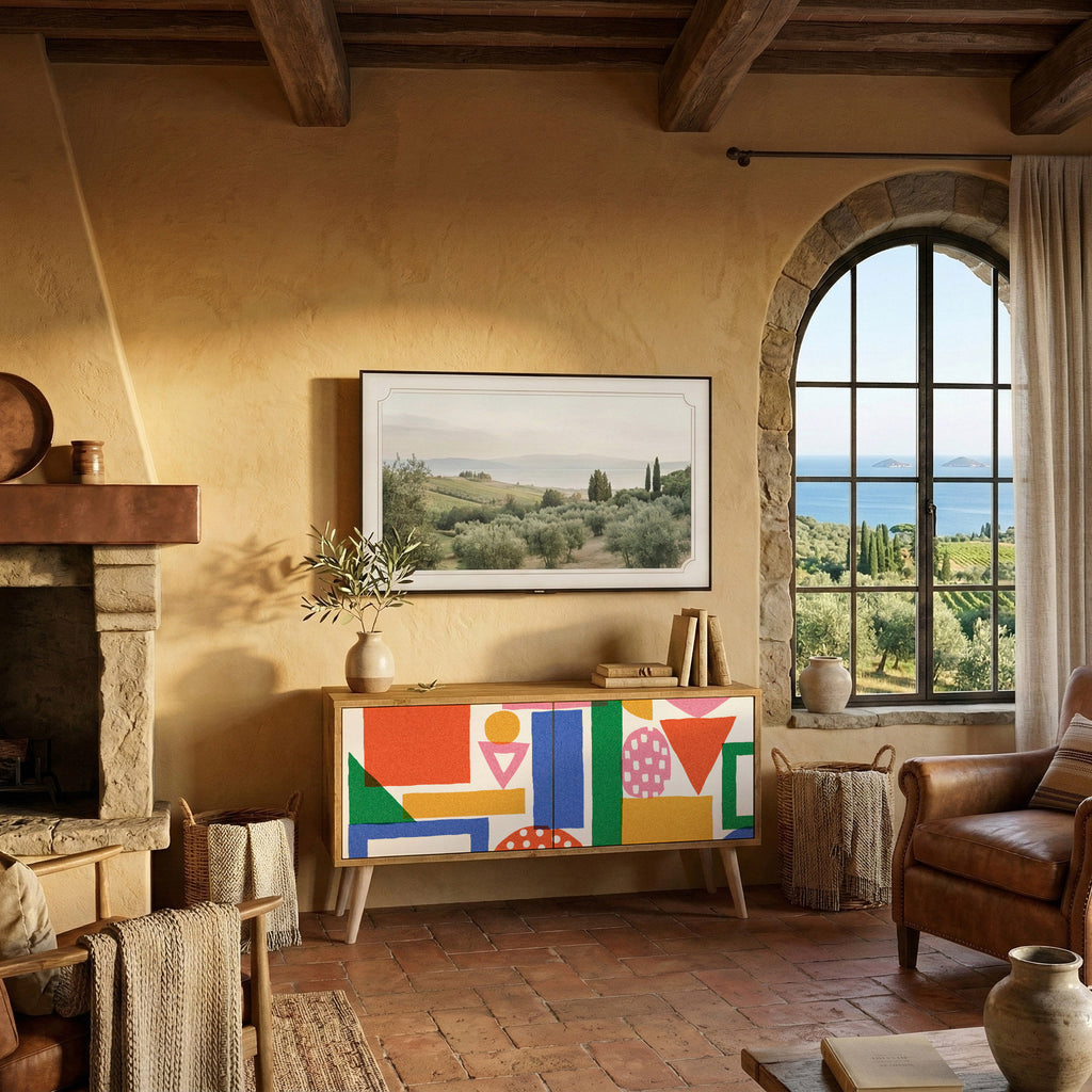 GEOMETRIC GLIMMER Mueble de TV Compacto de 2 puertas