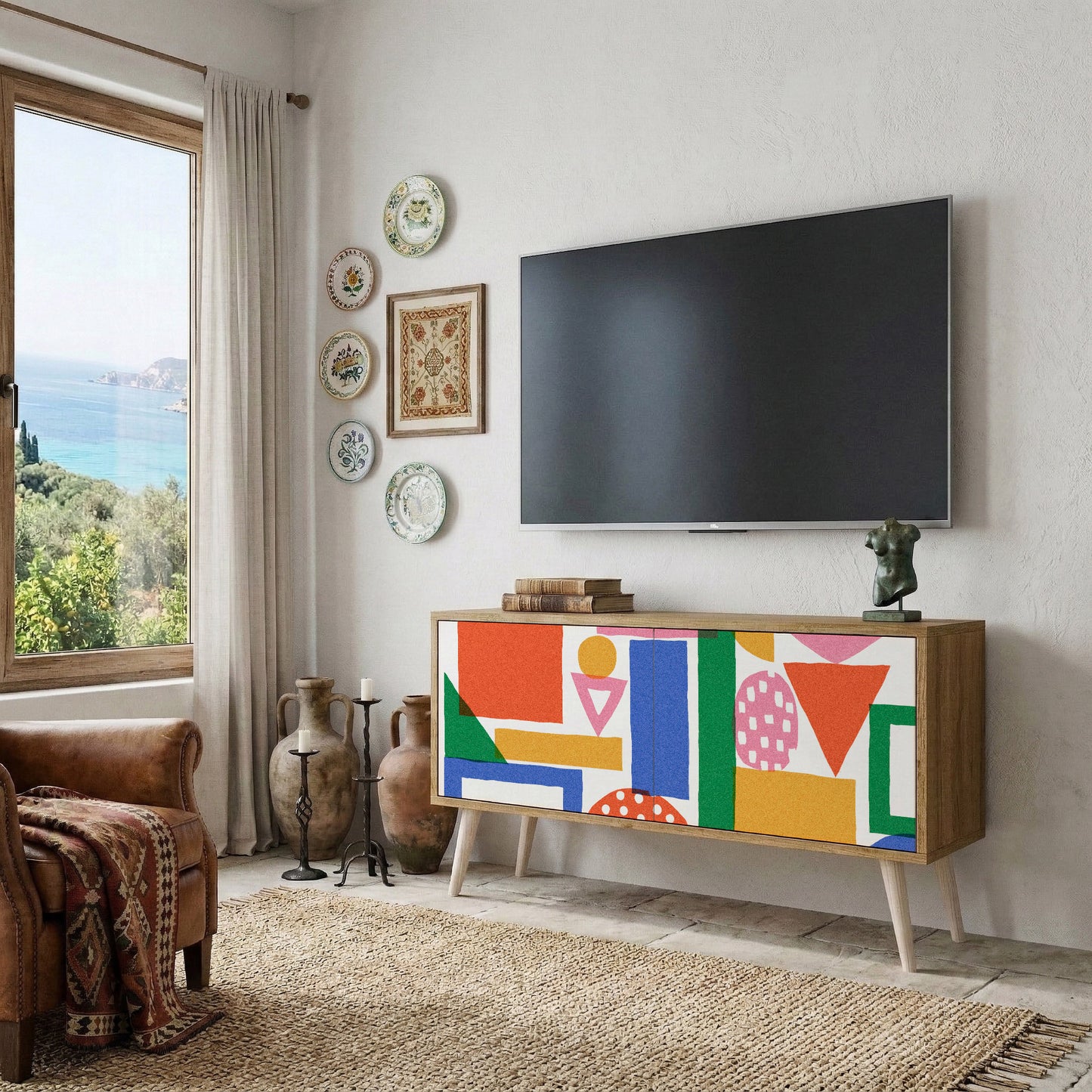 GEOMETRIC GLIMMER Mueble de TV Compacto de 2 puertas