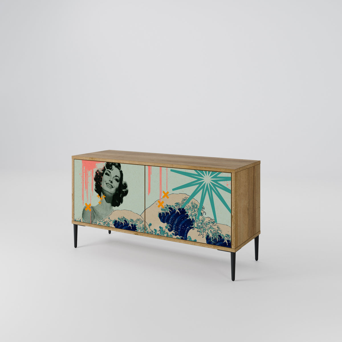 KANAGAWA BEAUTY Mueble de TV Compacto de 2 puertas