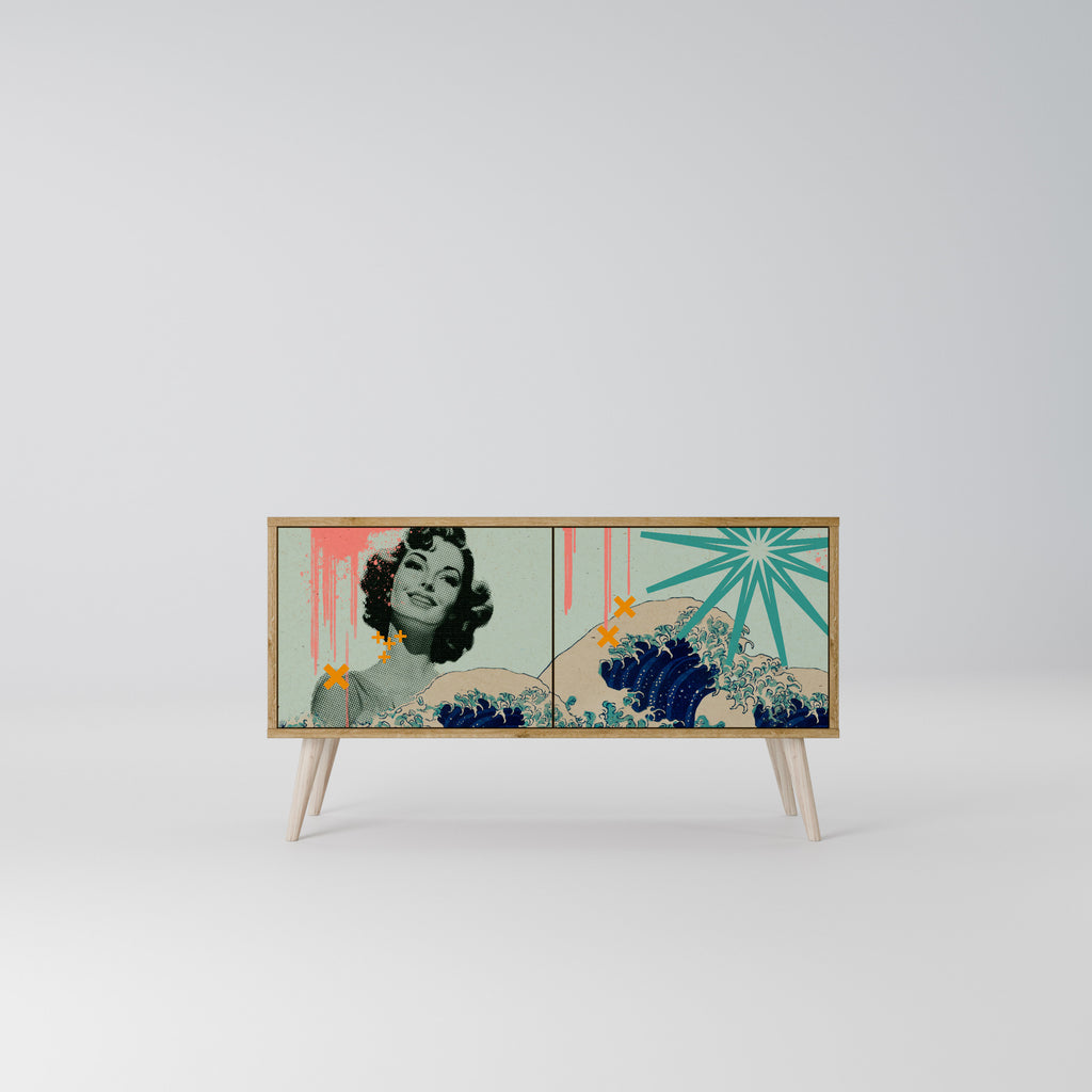 KANAGAWA BEAUTY Mueble de TV Compacto de 2 puertas