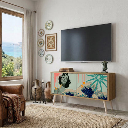 KANAGAWA BEAUTY Mueble de TV Compacto de 2 puertas