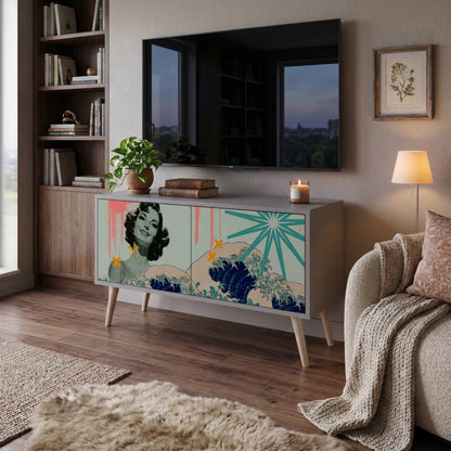 KANAGAWA BEAUTY Mueble de TV Compacto de 2 puertas