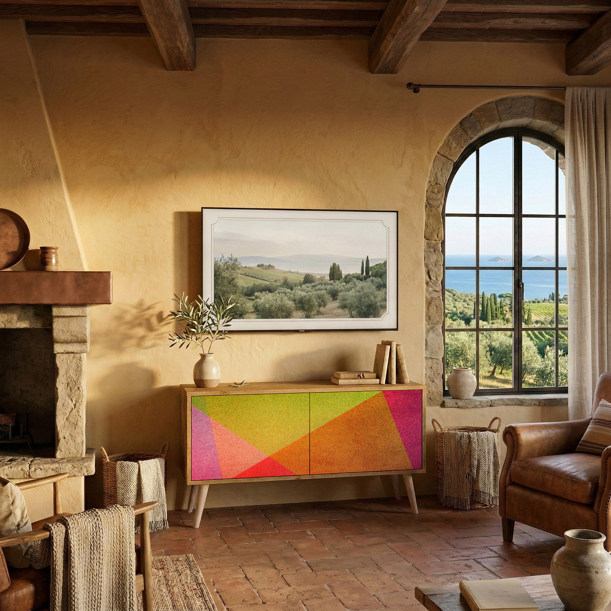 VIVID GEOMETRY Mueble de TV Compacto de 2 puertas