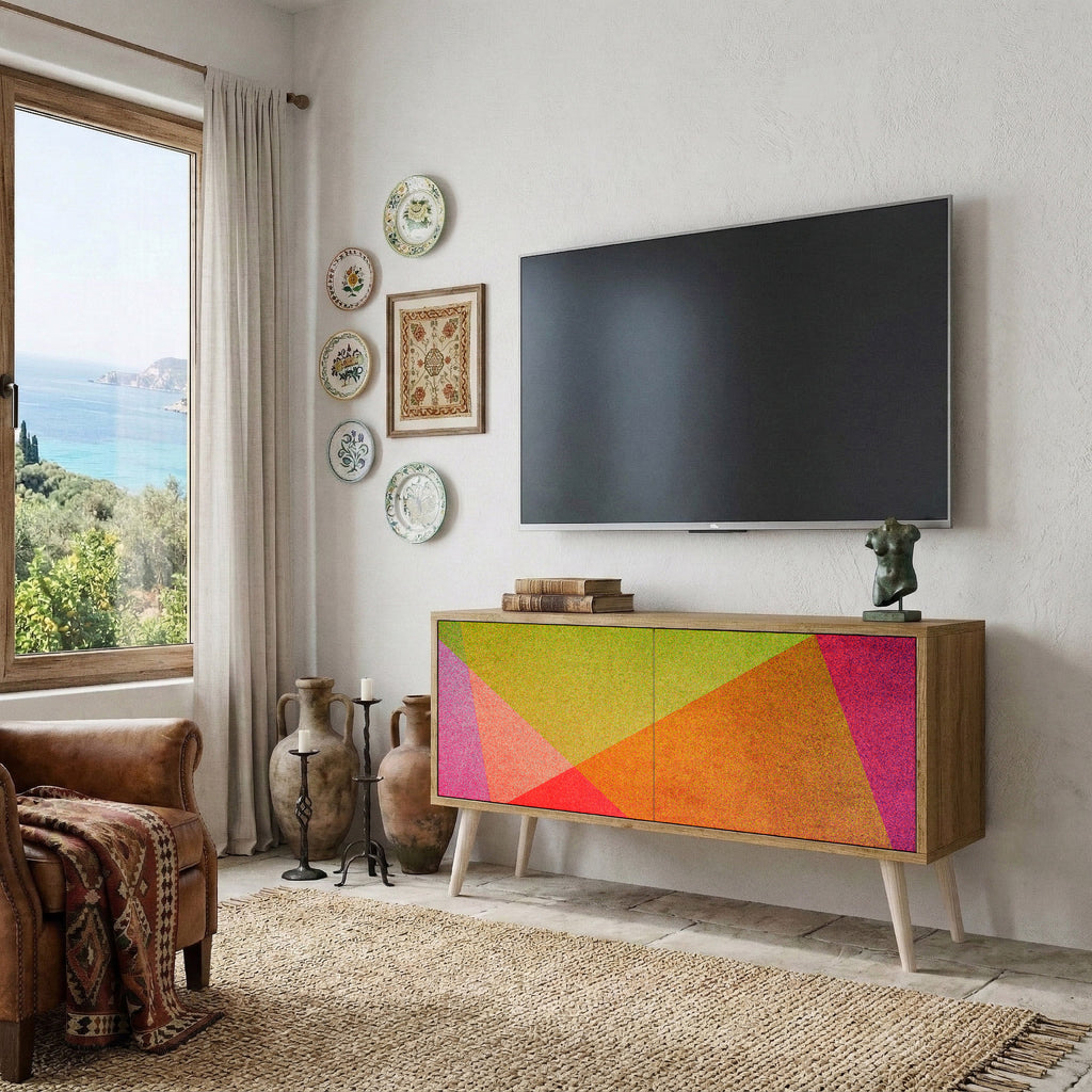 VIVID GEOMETRY Mueble de TV Compacto de 2 puertas