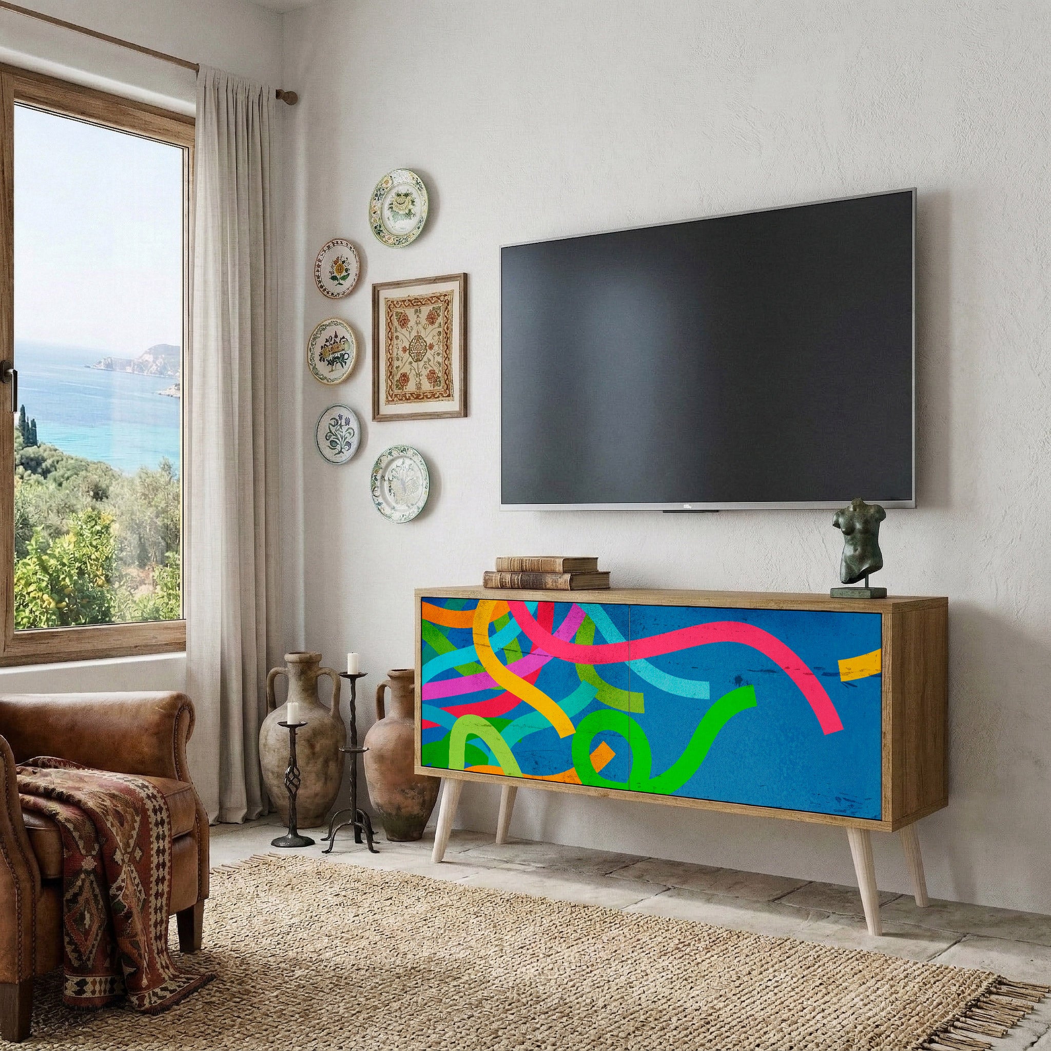 STREAMER TANGLE Mueble de TV Compacto de 2 puertas