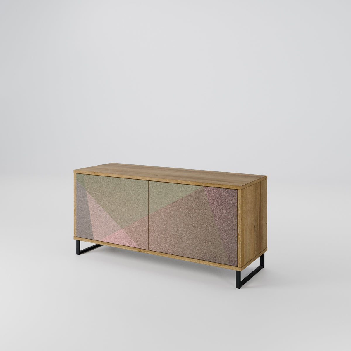 BEIGE GEOMETRY Mueble de TV Compacto de 2 puertas