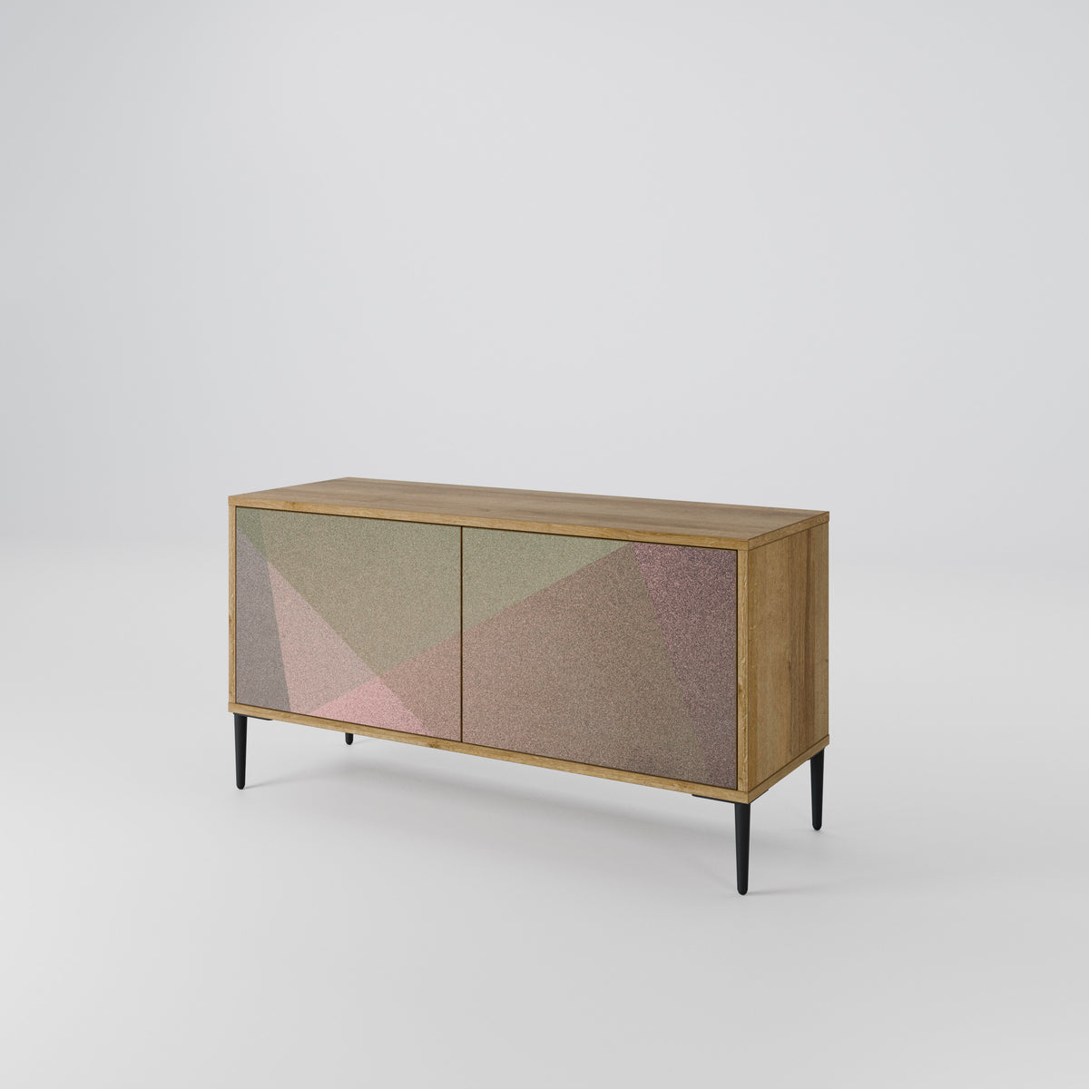 BEIGE GEOMETRY Mueble de TV Compacto de 2 puertas