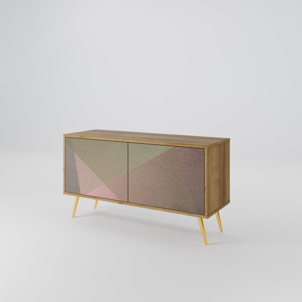 BEIGE GEOMETRY Mueble de TV Compacto de 2 puertas