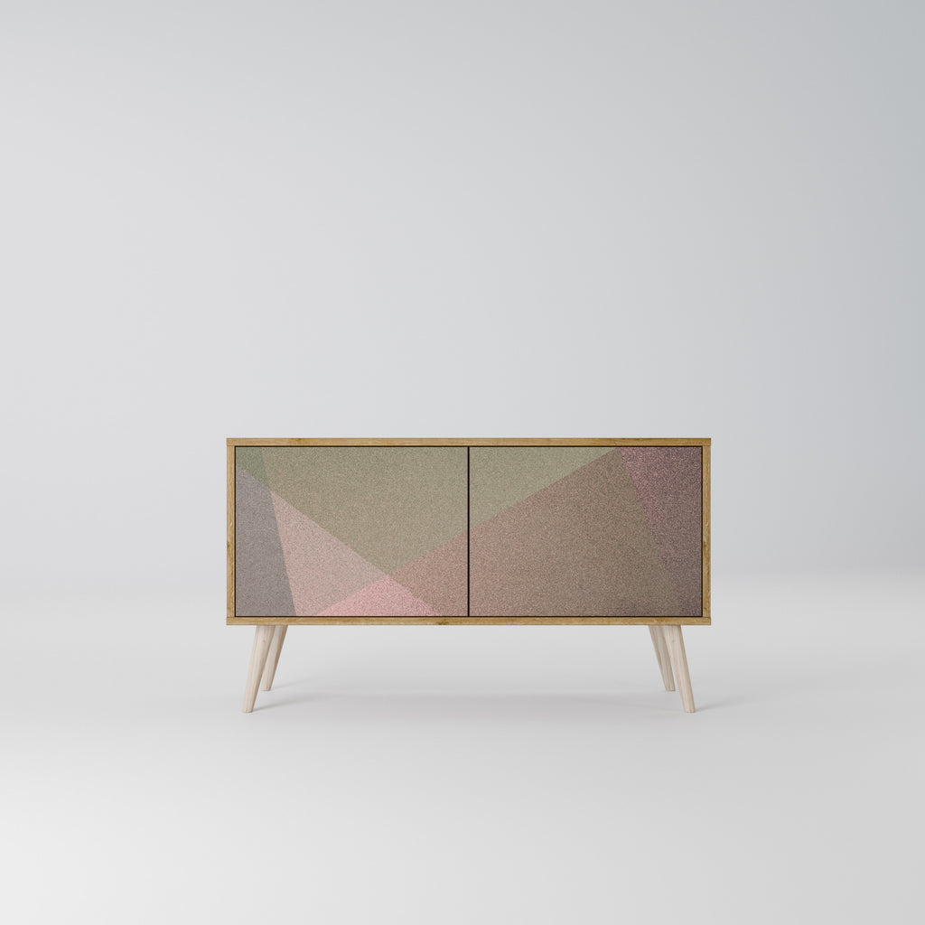 BEIGE GEOMETRY Mueble de TV Compacto de 2 puertas