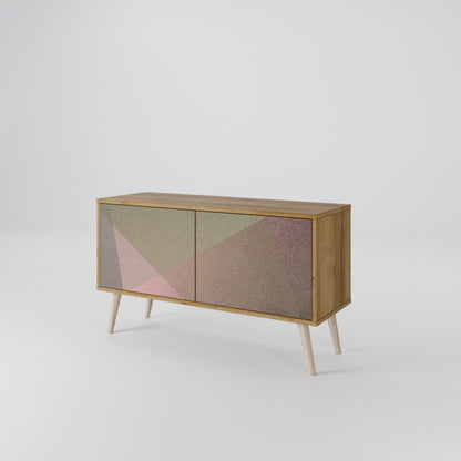BEIGE GEOMETRY Mueble de TV Compacto de 2 puertas