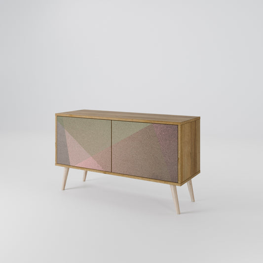BEIGE GEOMETRY Mueble de TV Compacto de 2 puertas