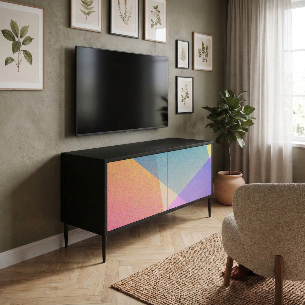BRIGHT GEOMETRY Mueble de TV Compacto de 2 puertas