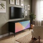 BRIGHT GEOMETRY Mueble de TV Compacto de 2 puertas