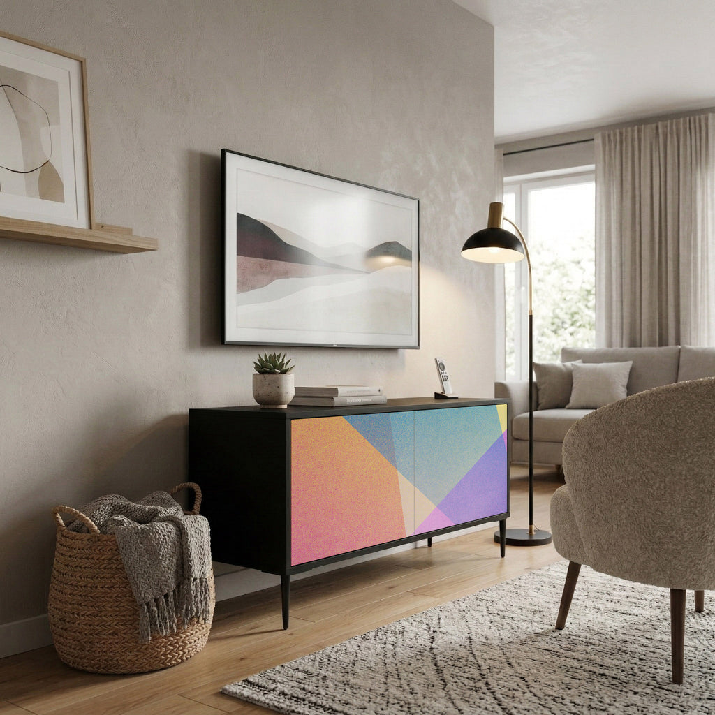 BRIGHT GEOMETRY Mueble de TV Compacto de 2 puertas