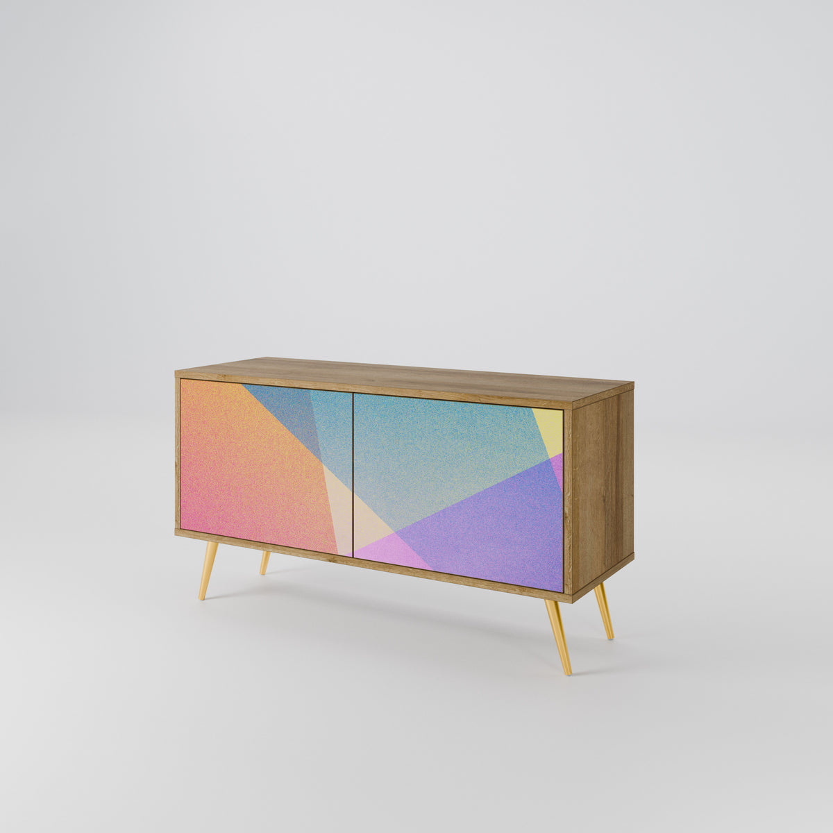 BRIGHT GEOMETRY Mueble de TV Compacto de 2 puertas