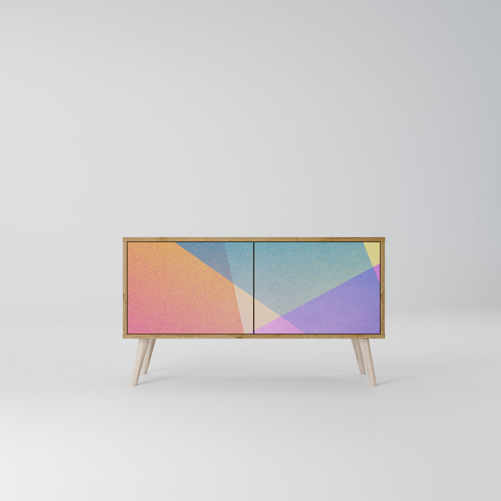 BRIGHT GEOMETRY Mueble de TV Compacto de 2 puertas