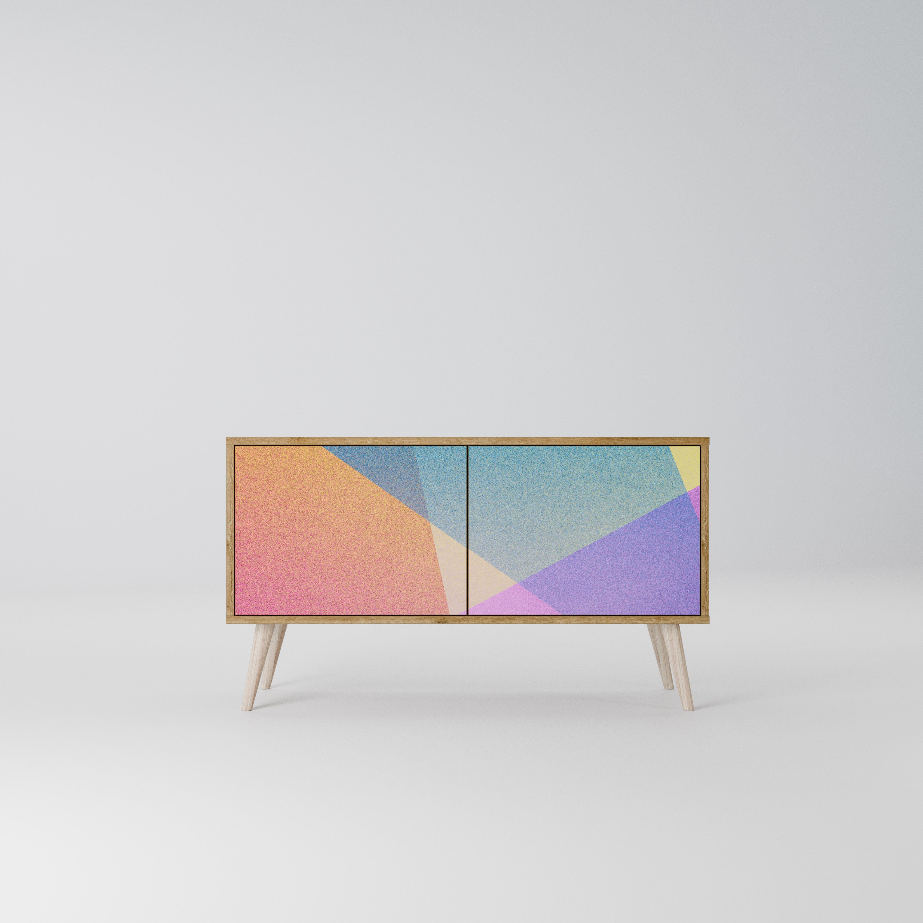 BRIGHT GEOMETRY Mueble de TV Compacto de 2 puertas