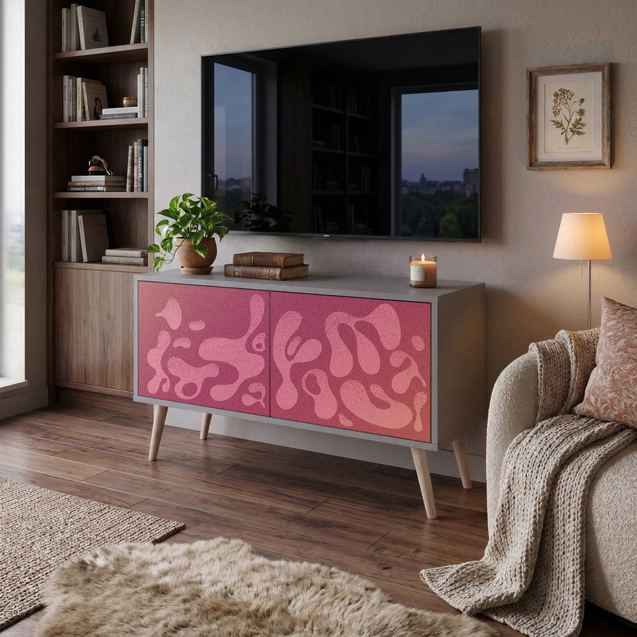 IRREGULAR PINK Mueble de TV Compacto de 2 puertas
