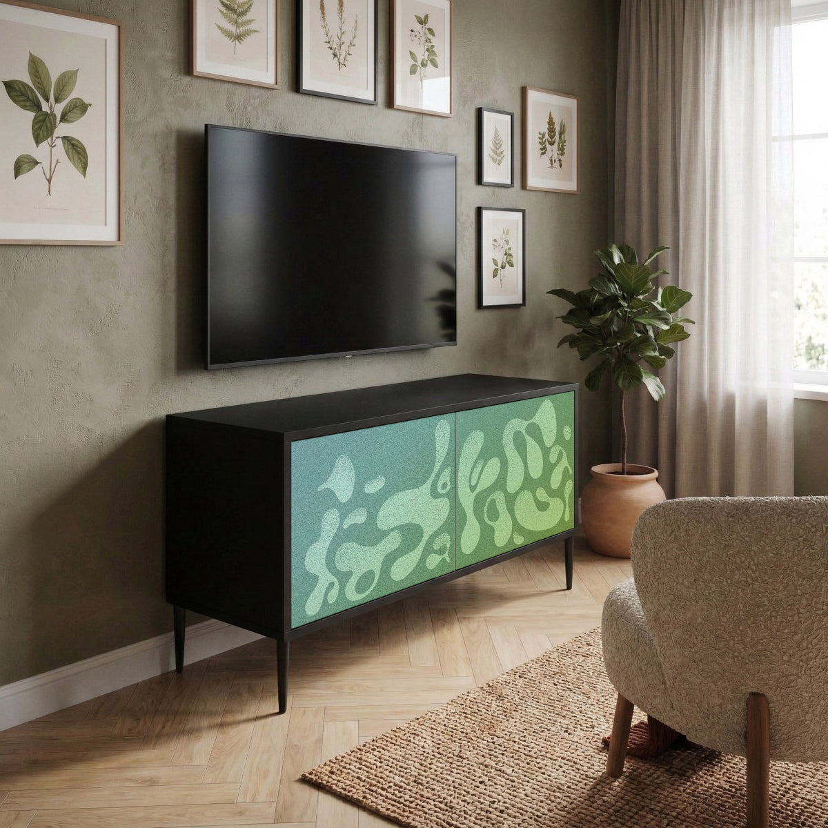 IRREGULAR BLUE Mueble de TV Compacto de 2 puertas