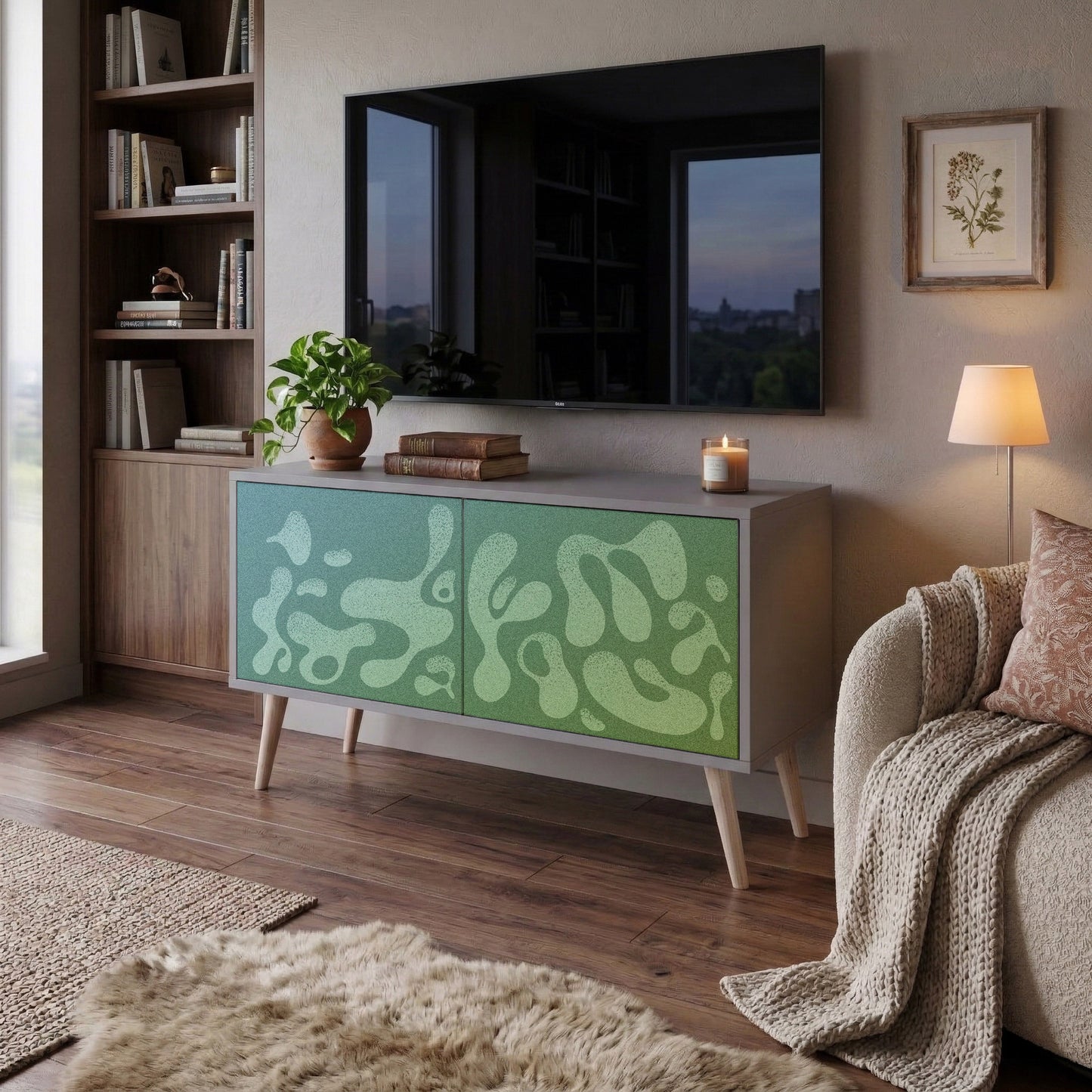 IRREGULAR BLUE Mueble de TV Compacto de 2 puertas