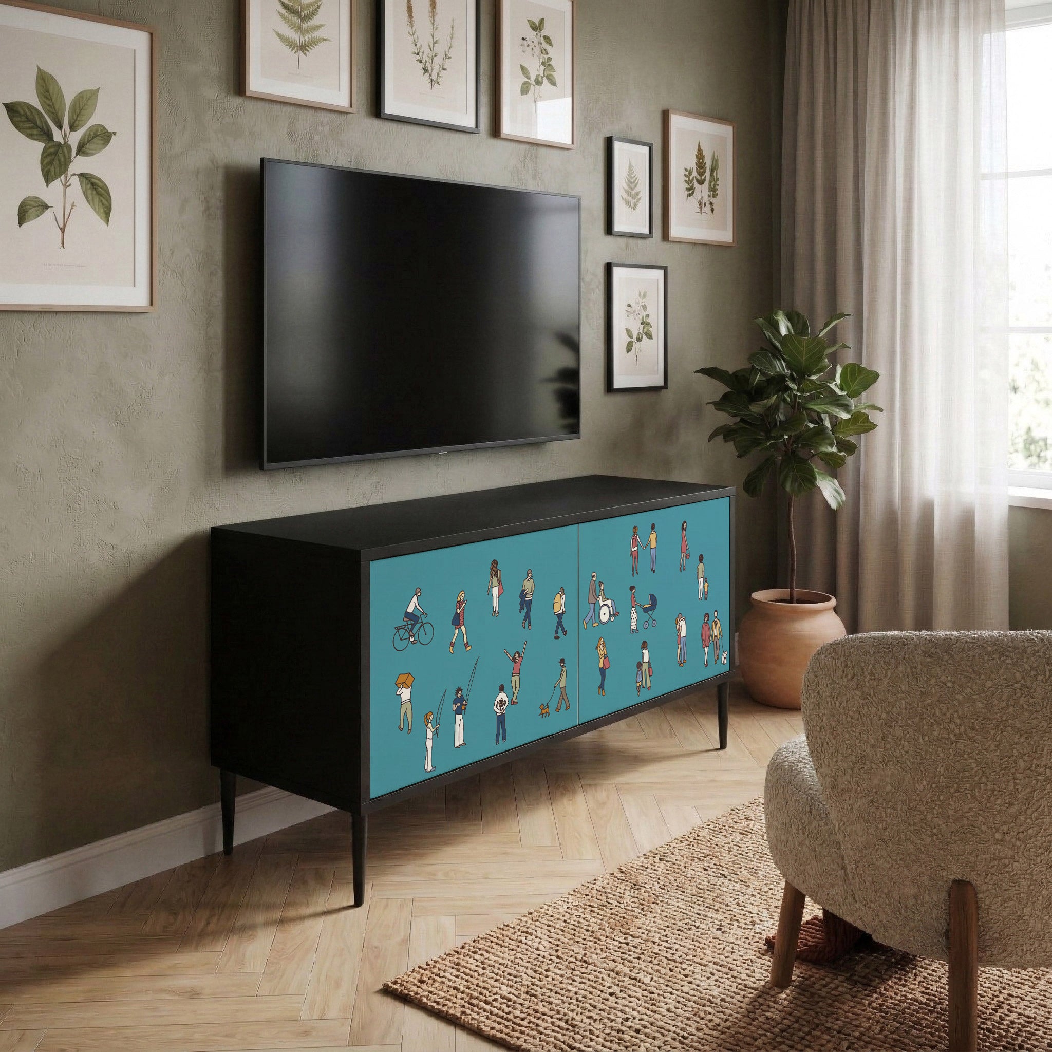 COLLECTIVE STREAM Mueble de TV Compacto de 2 puertas