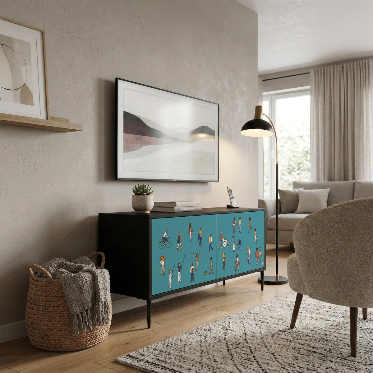 COLLECTIVE STREAM Mueble de TV Compacto de 2 puertas