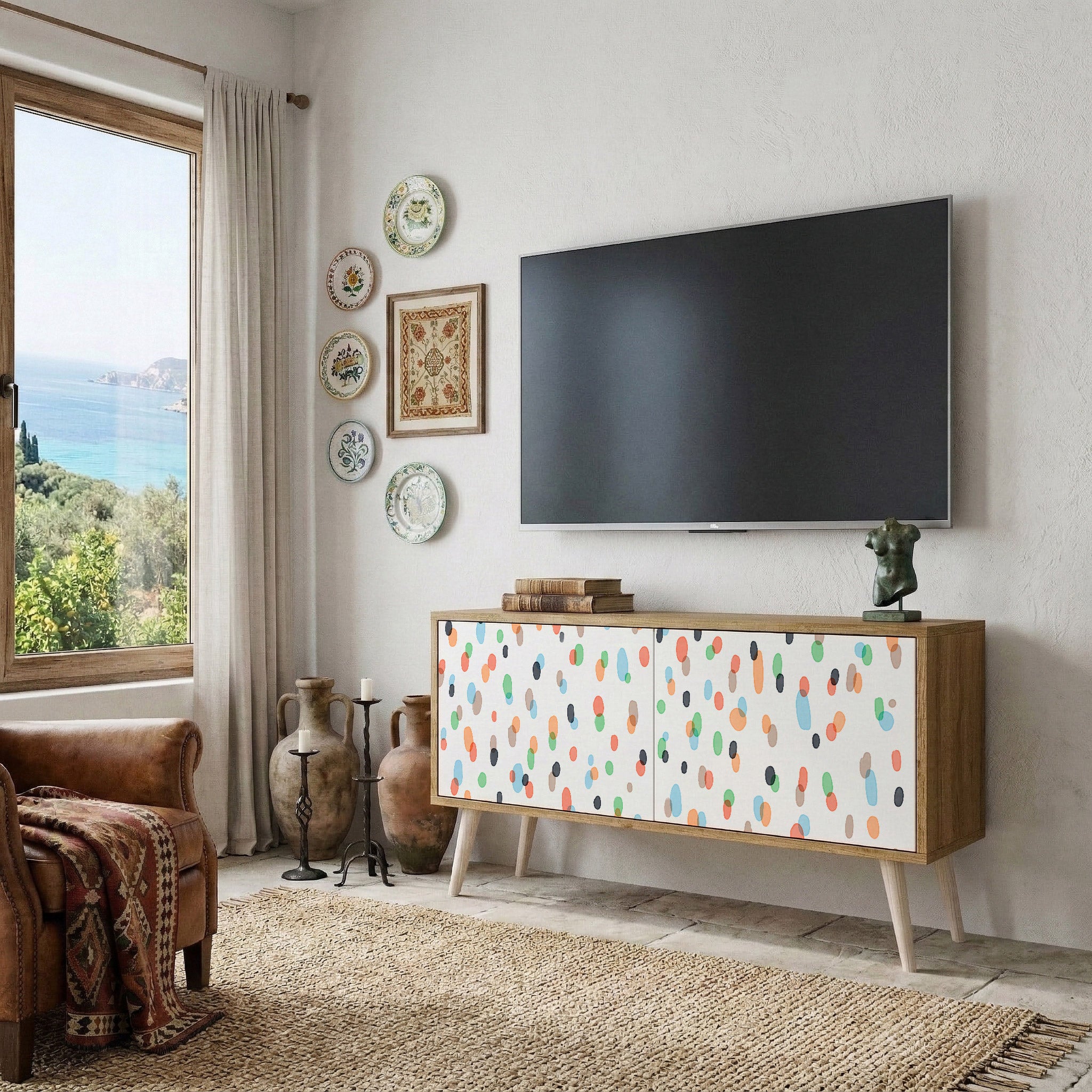 ENERGETIC SPOTS Mueble de TV Compacto de 2 puertas