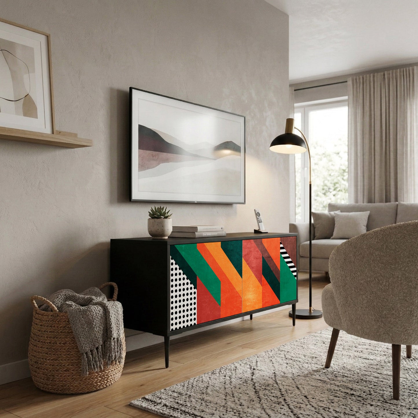 MAKESHIFT ARTISTRY Mueble de TV Compacto de 2 puertas