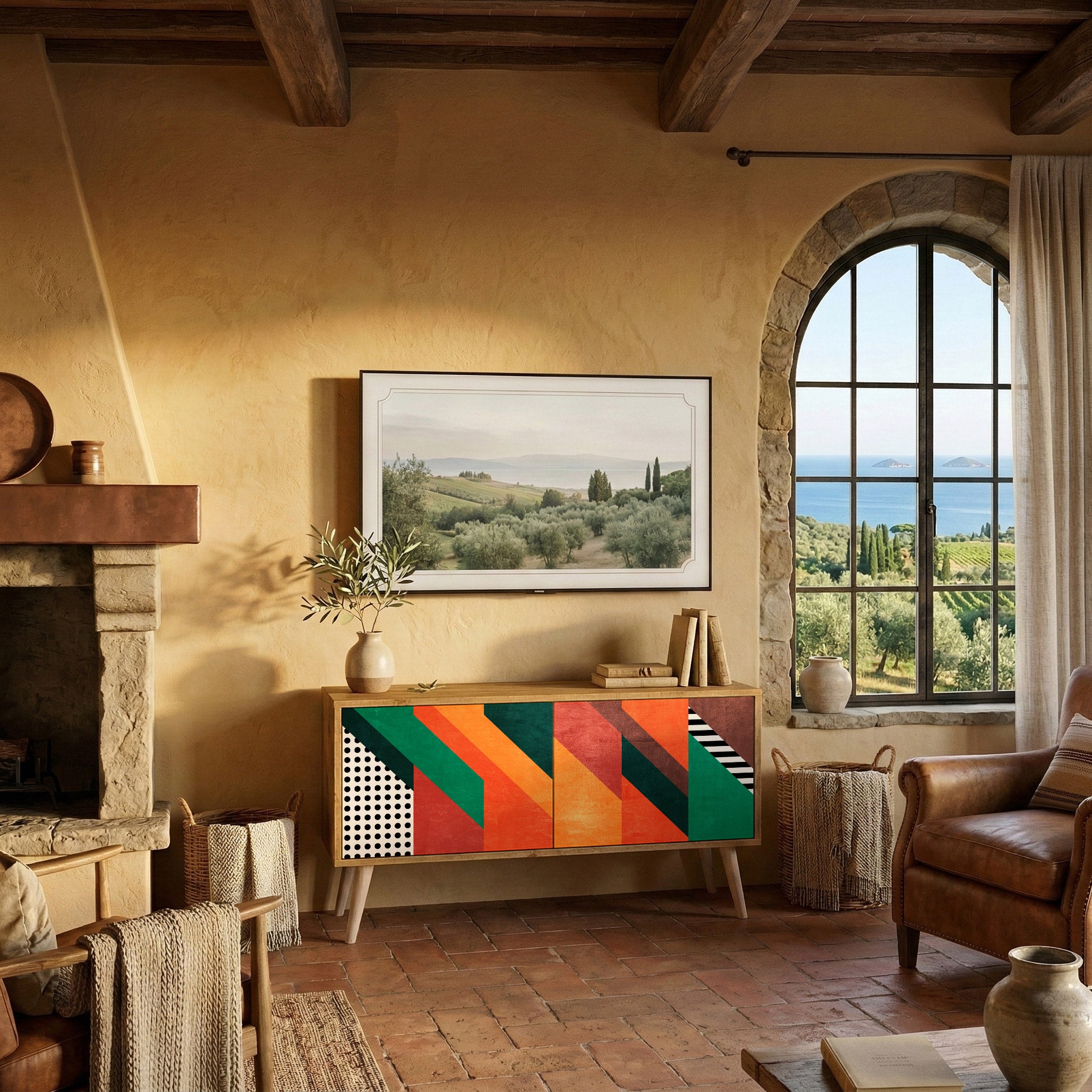 MAKESHIFT ARTISTRY Mueble de TV Compacto de 2 puertas