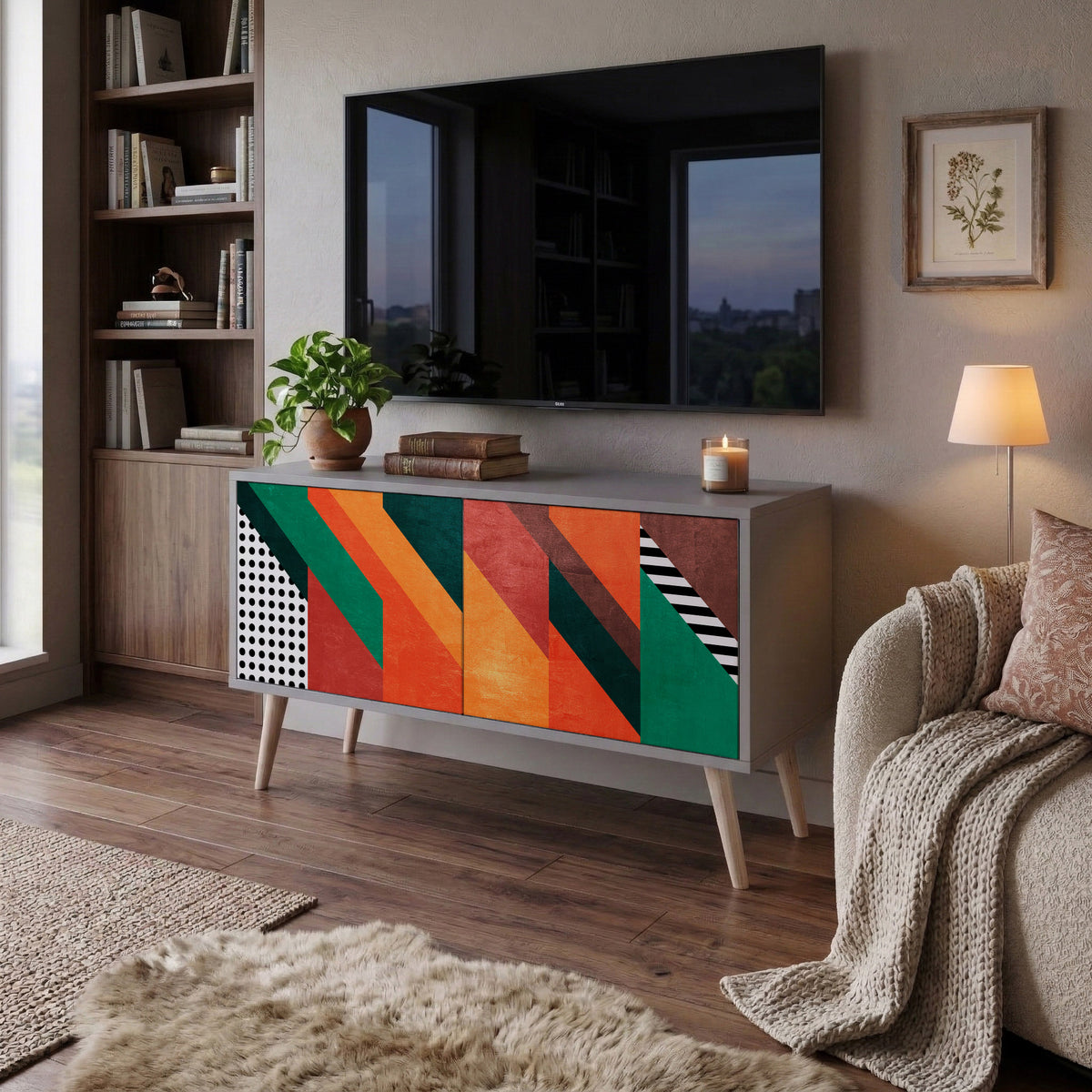 MAKESHIFT ARTISTRY Mueble de TV Compacto de 2 puertas
