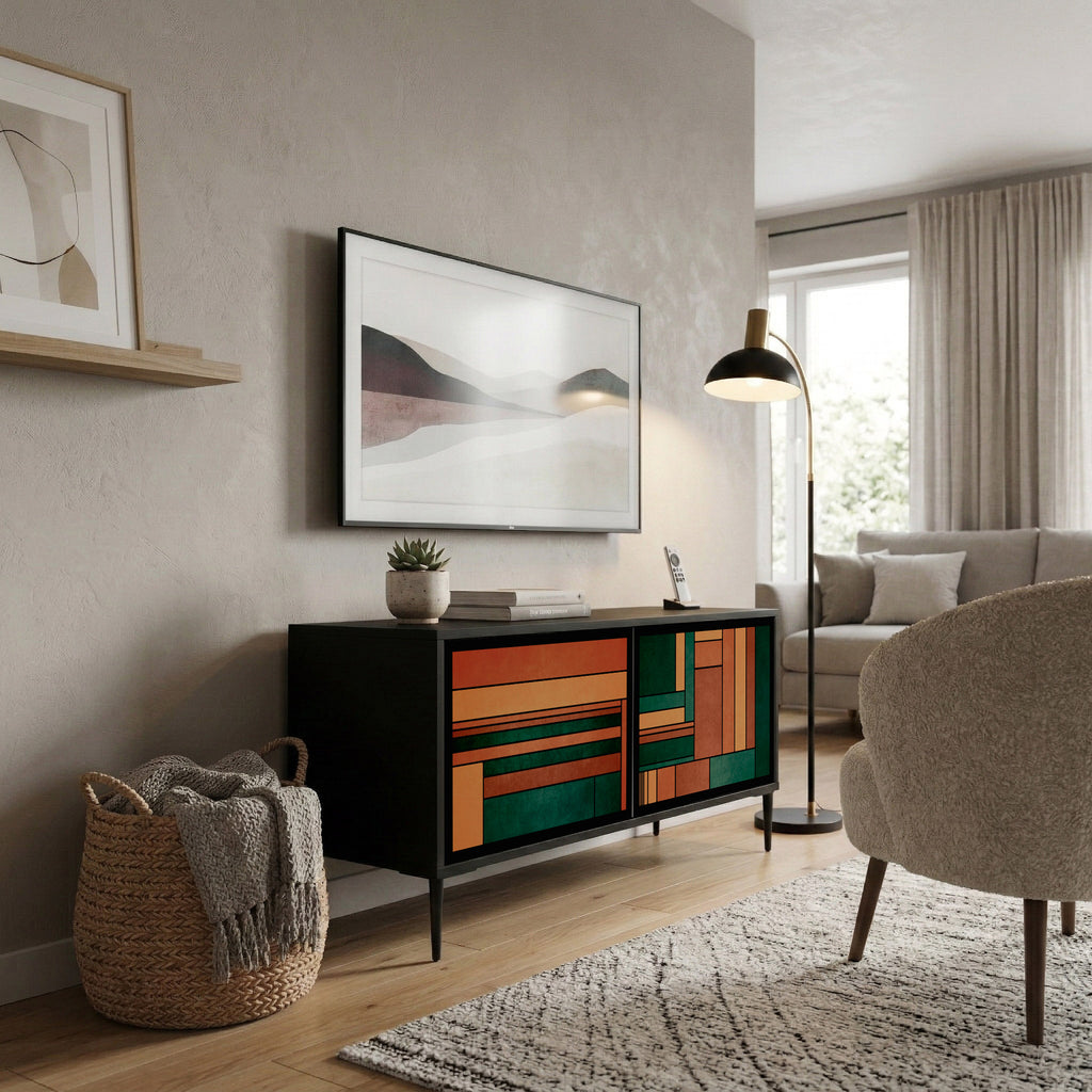 EARTHY FIGURES Mueble de TV Compacto de 2 puertas