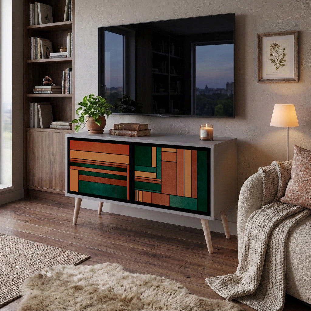 EARTHY FIGURES Mueble de TV Compacto de 2 puertas