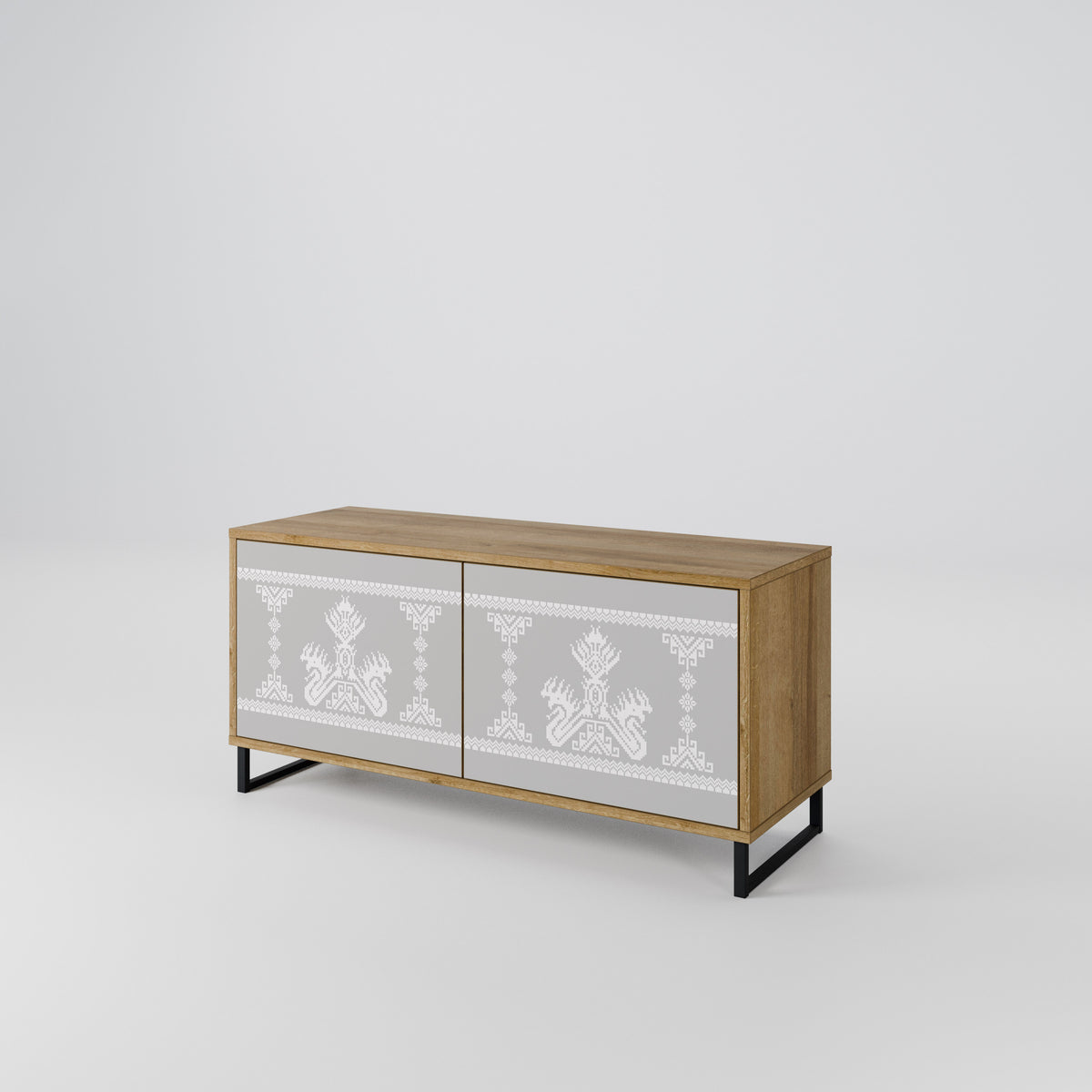 THAI GRAY Mueble de TV Compacto de 2 puertas