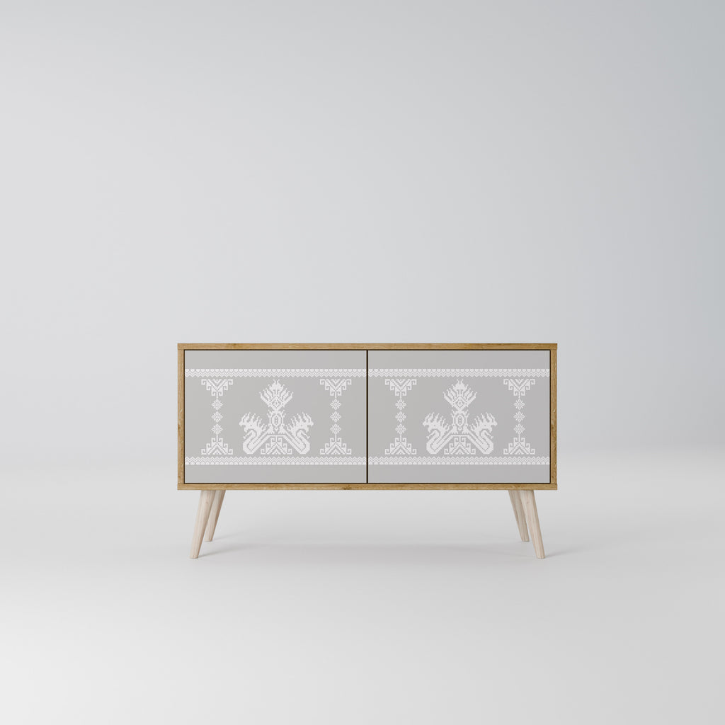 THAI GRAY Mueble de TV Compacto de 2 puertas