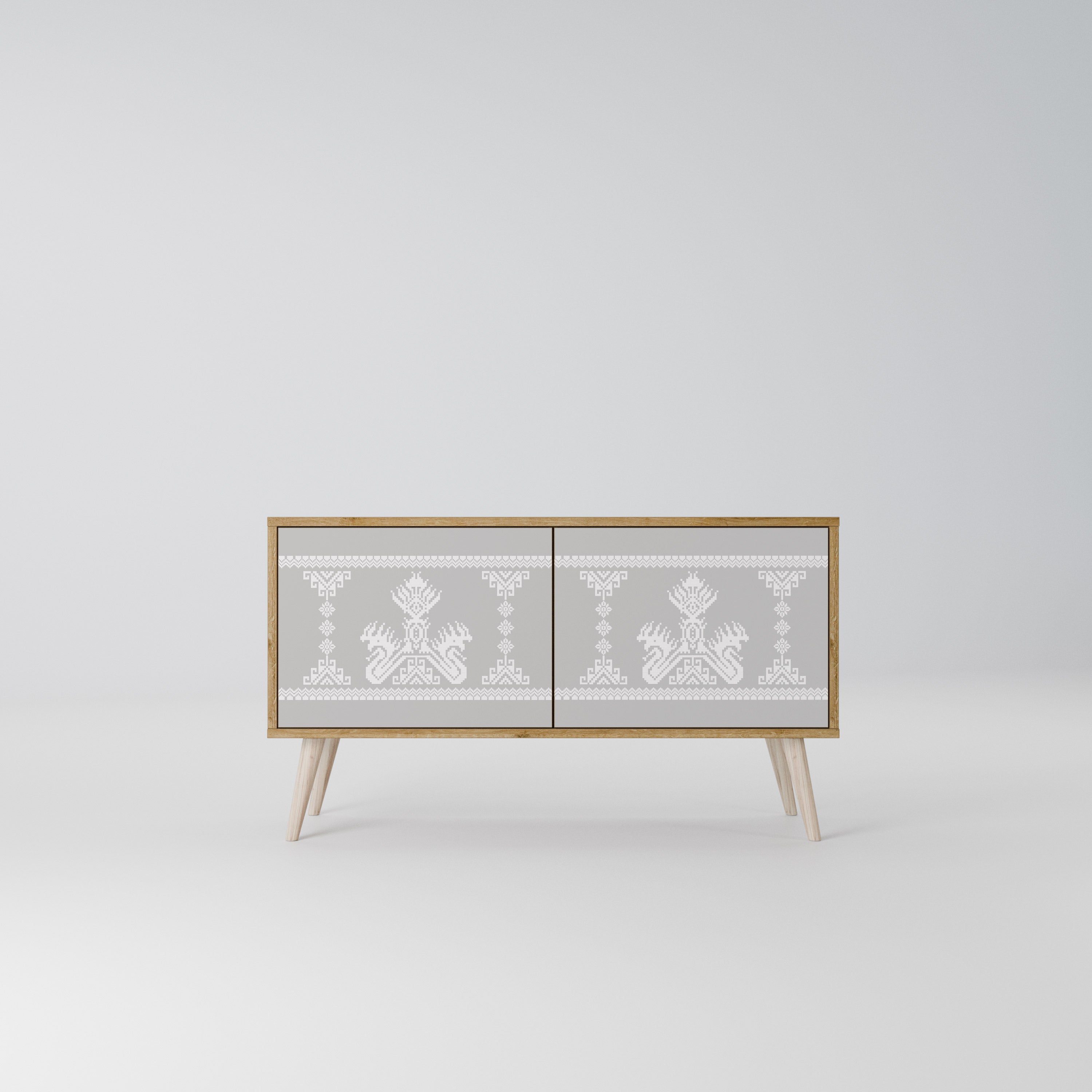 THAI GRAY Mueble de TV Compacto de 2 puertas