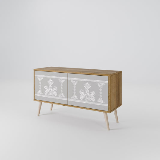 THAI GRAY Mueble de TV Compacto de 2 puertas