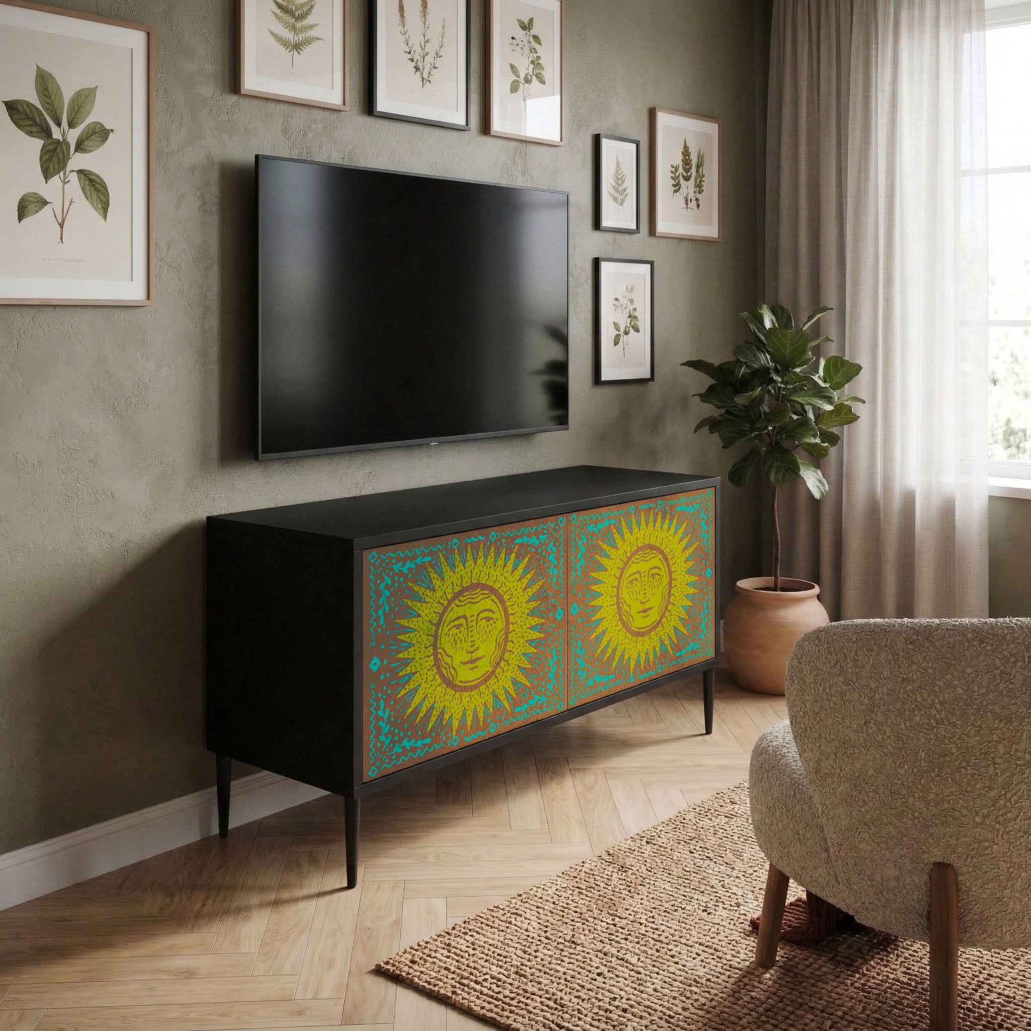 SUNSHINE EULOGY Mueble de TV Compacto de 2 puertas