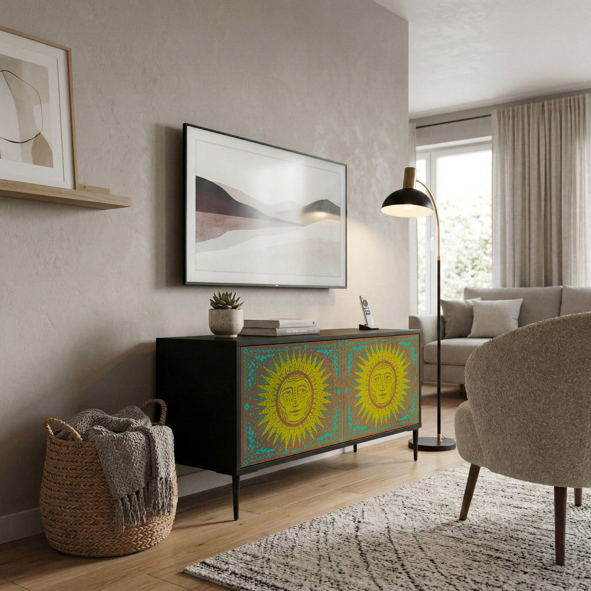SUNSHINE EULOGY Mueble de TV Compacto de 2 puertas