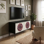BROWN CIRCLES Mueble de TV Compacto de 2 puertas