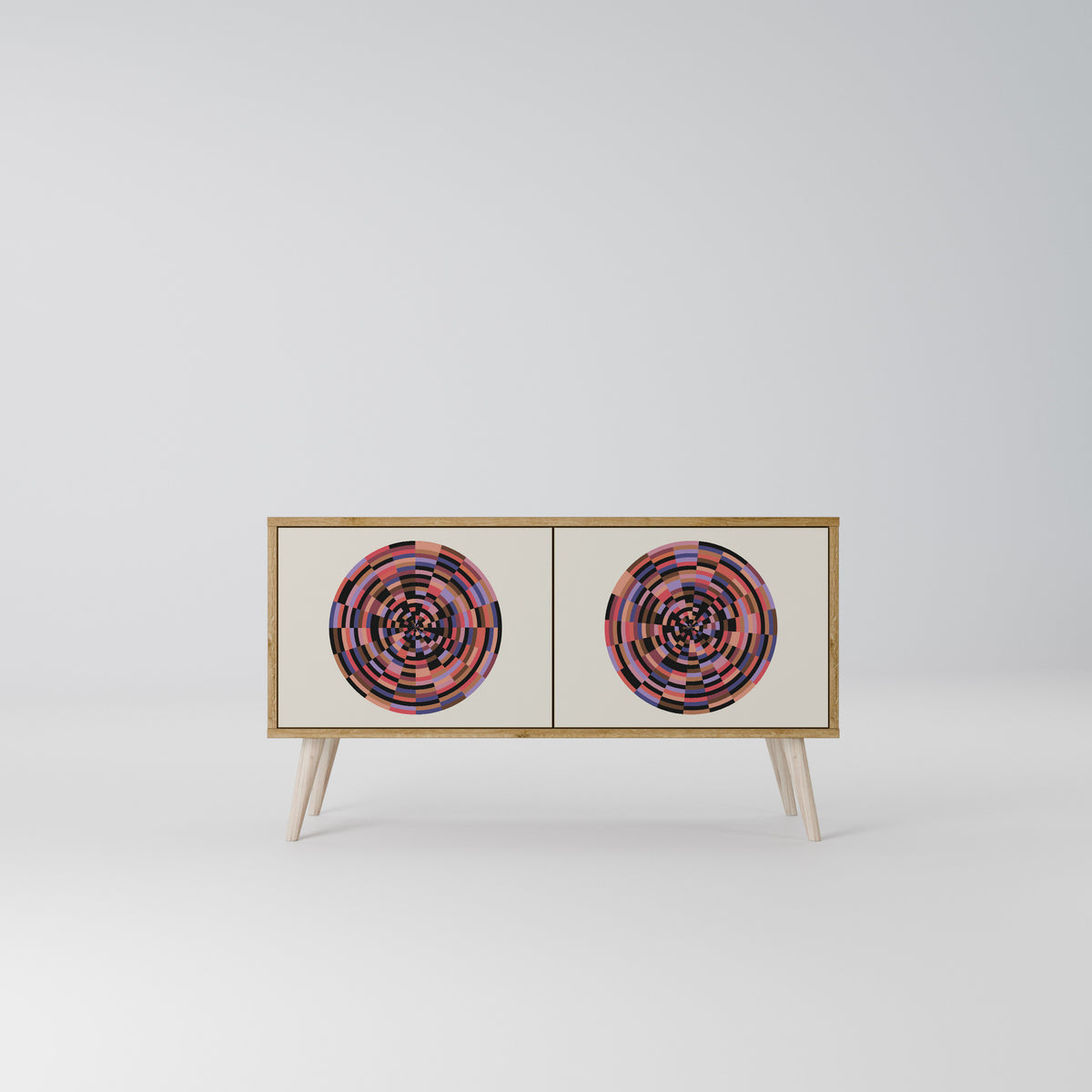 BROWN CIRCLES Compact 2-Door TV Cabinet
