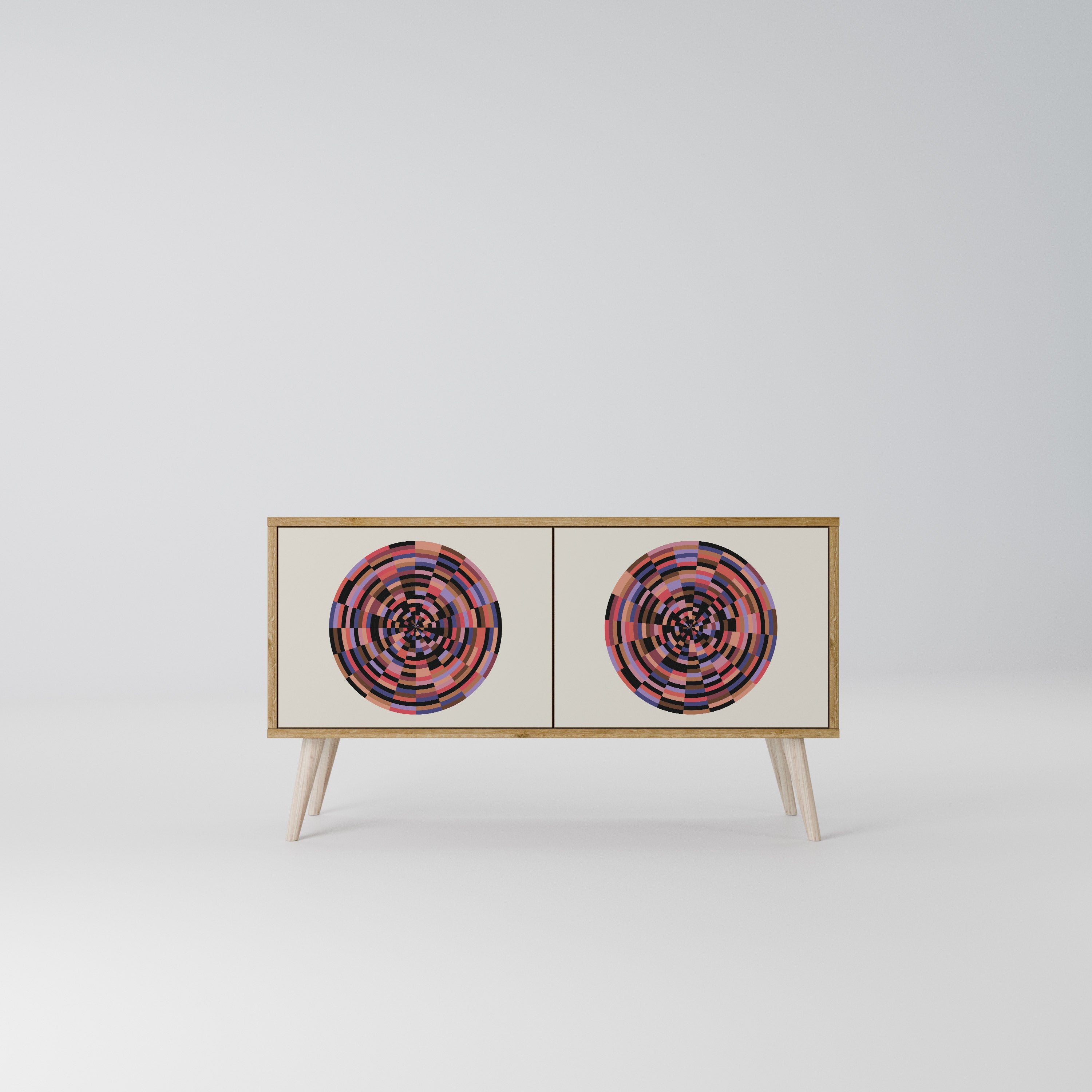 BROWN CIRCLES Mueble de TV Compacto de 2 puertas