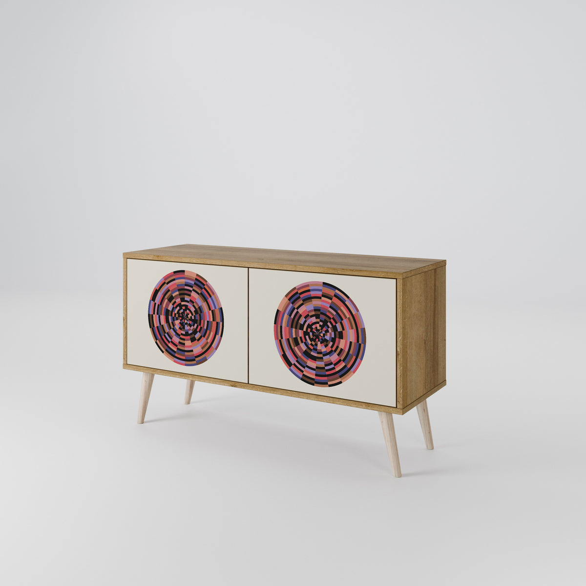 BROWN CIRCLES Compact 2-Door TV Cabinet