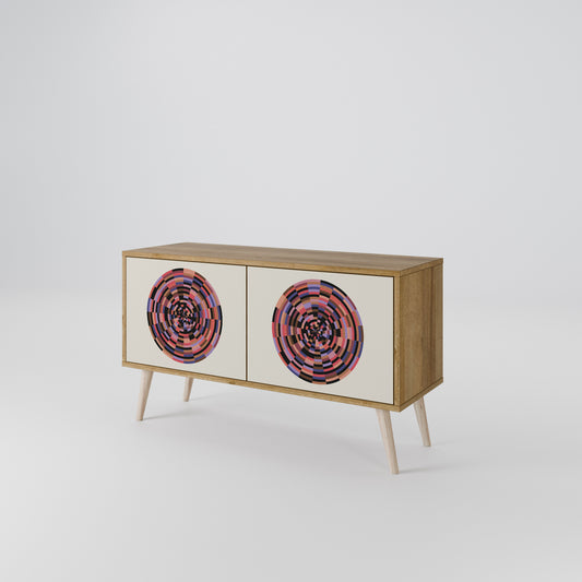 BROWN CIRCLES Mueble de TV Compacto de 2 puertas