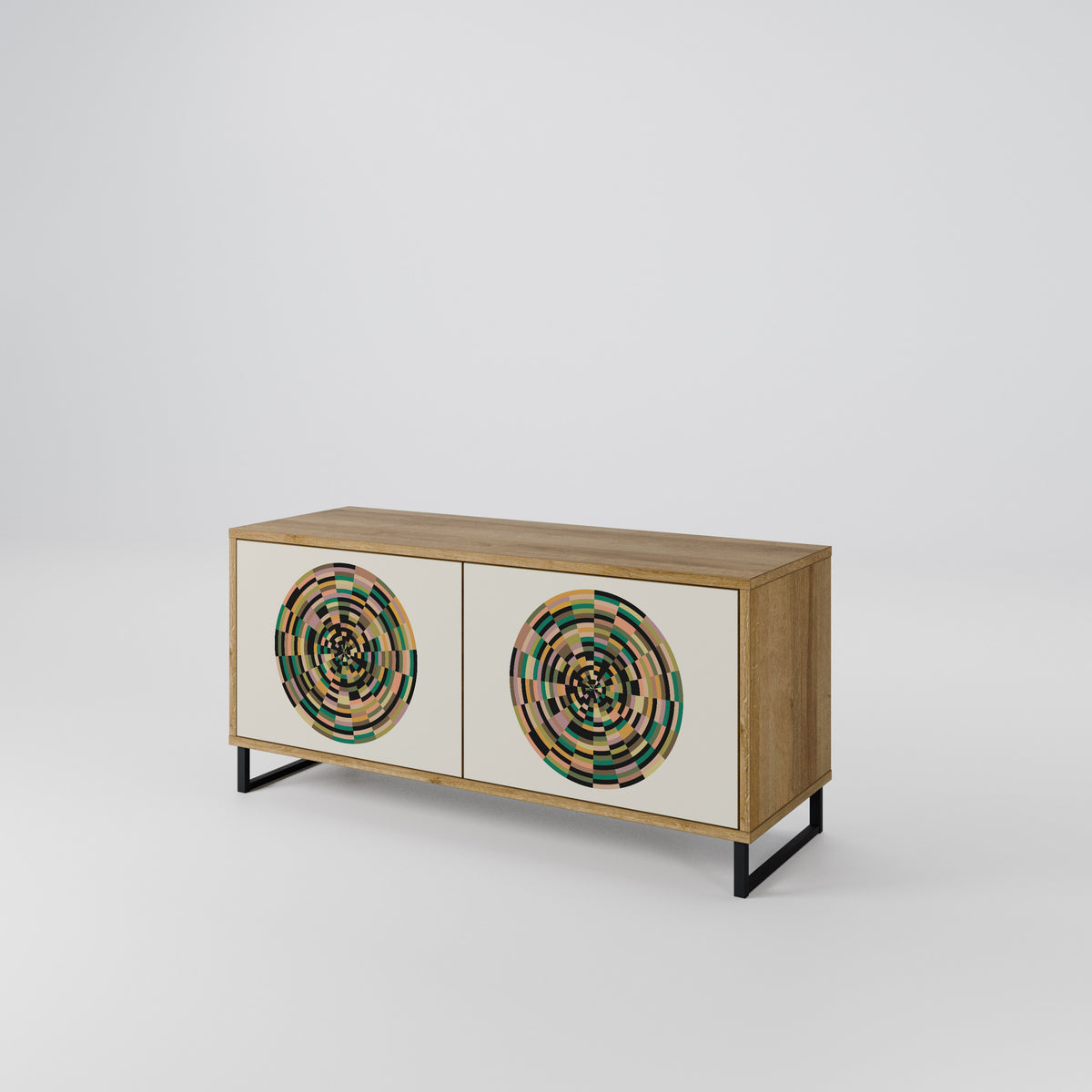 GREEN CIRCLES Mueble de TV Compacto de 2 puertas