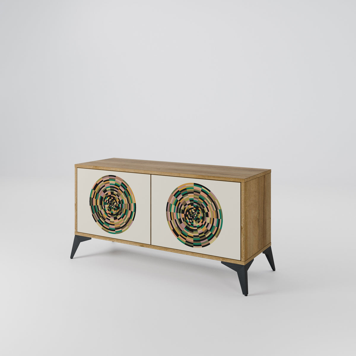 GREEN CIRCLES Compact 2-Door TV Cabinet