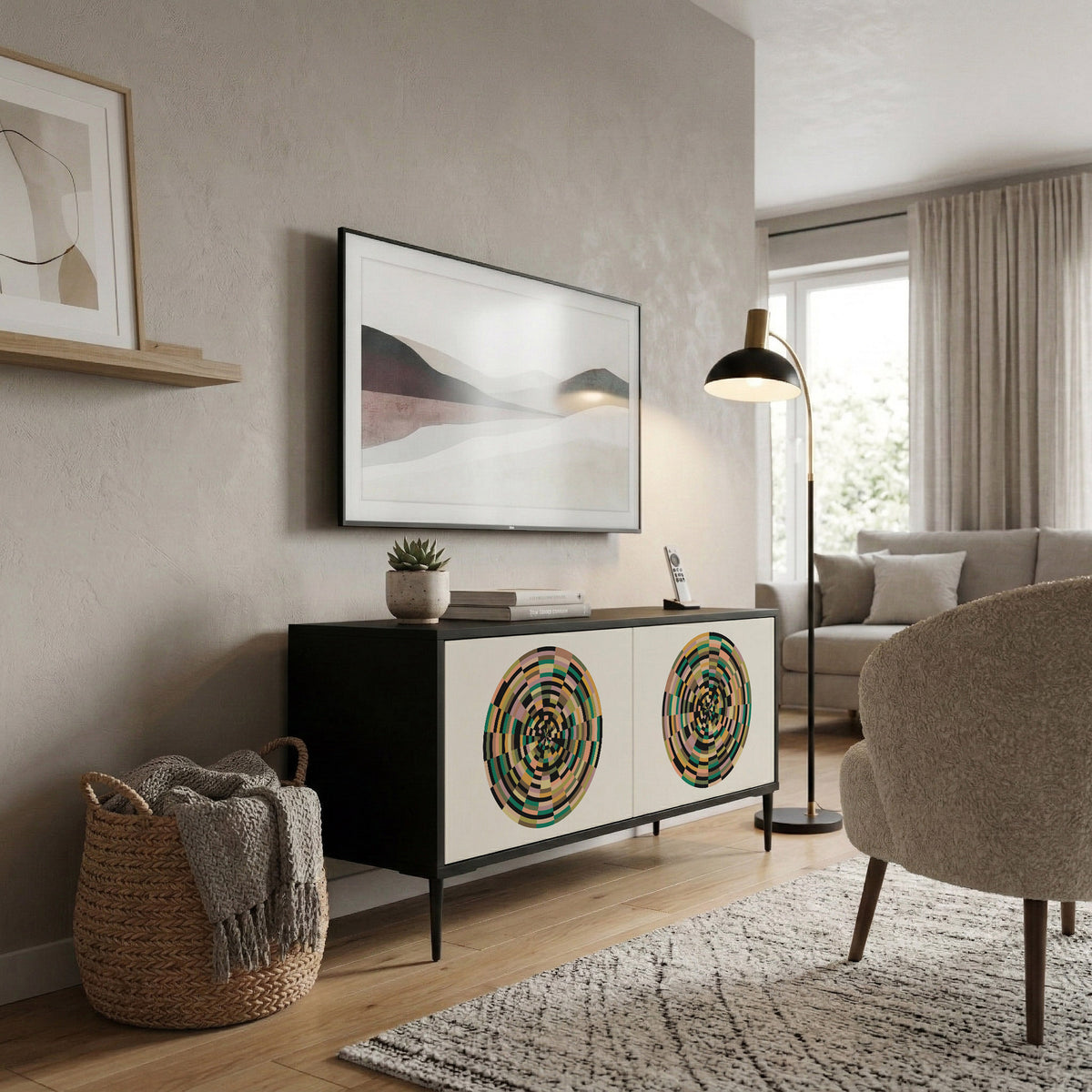 GREEN CIRCLES Mueble de TV Compacto de 2 puertas