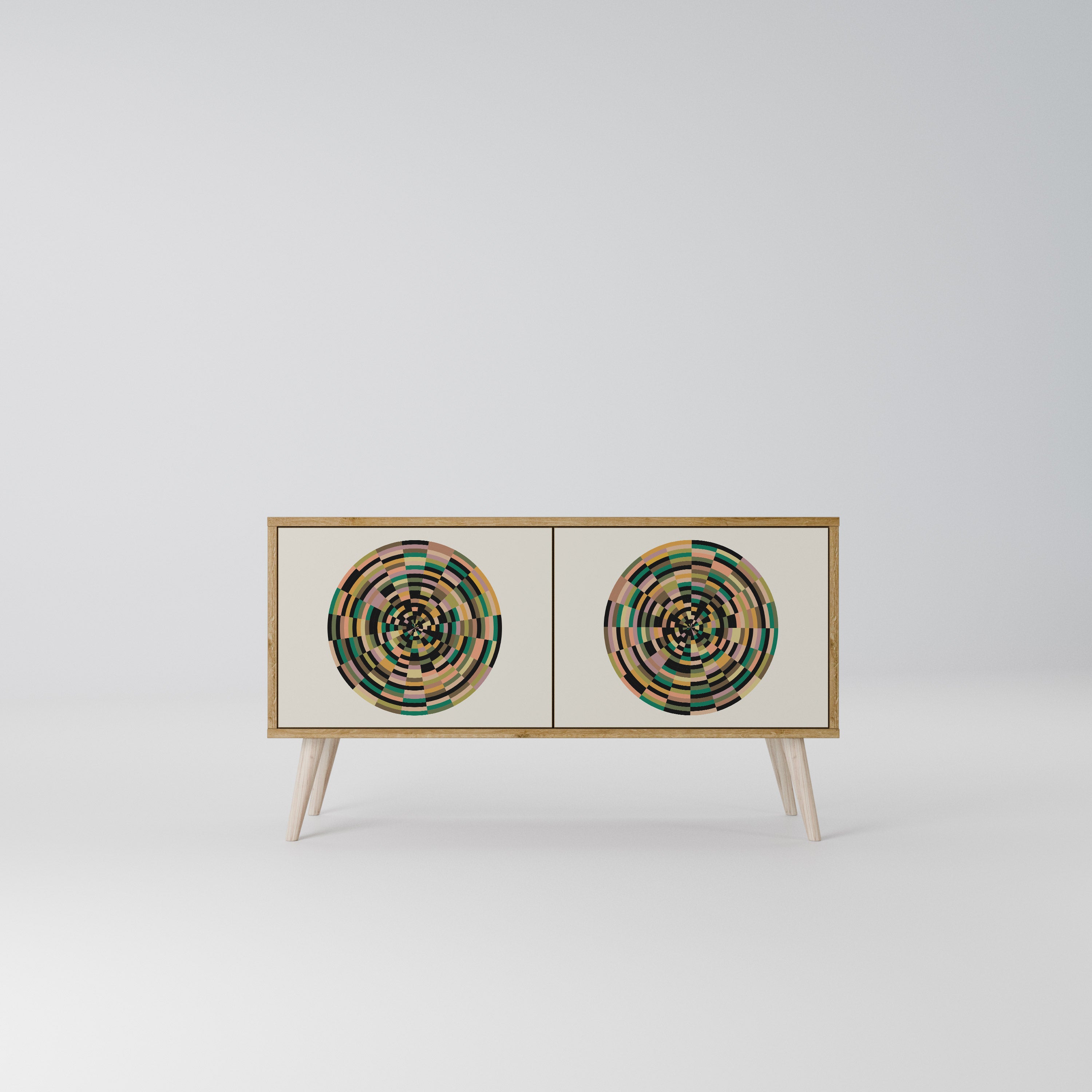 GREEN CIRCLES Mueble de TV Compacto de 2 puertas