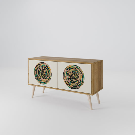 GREEN CIRCLES Mueble de TV Compacto de 2 puertas