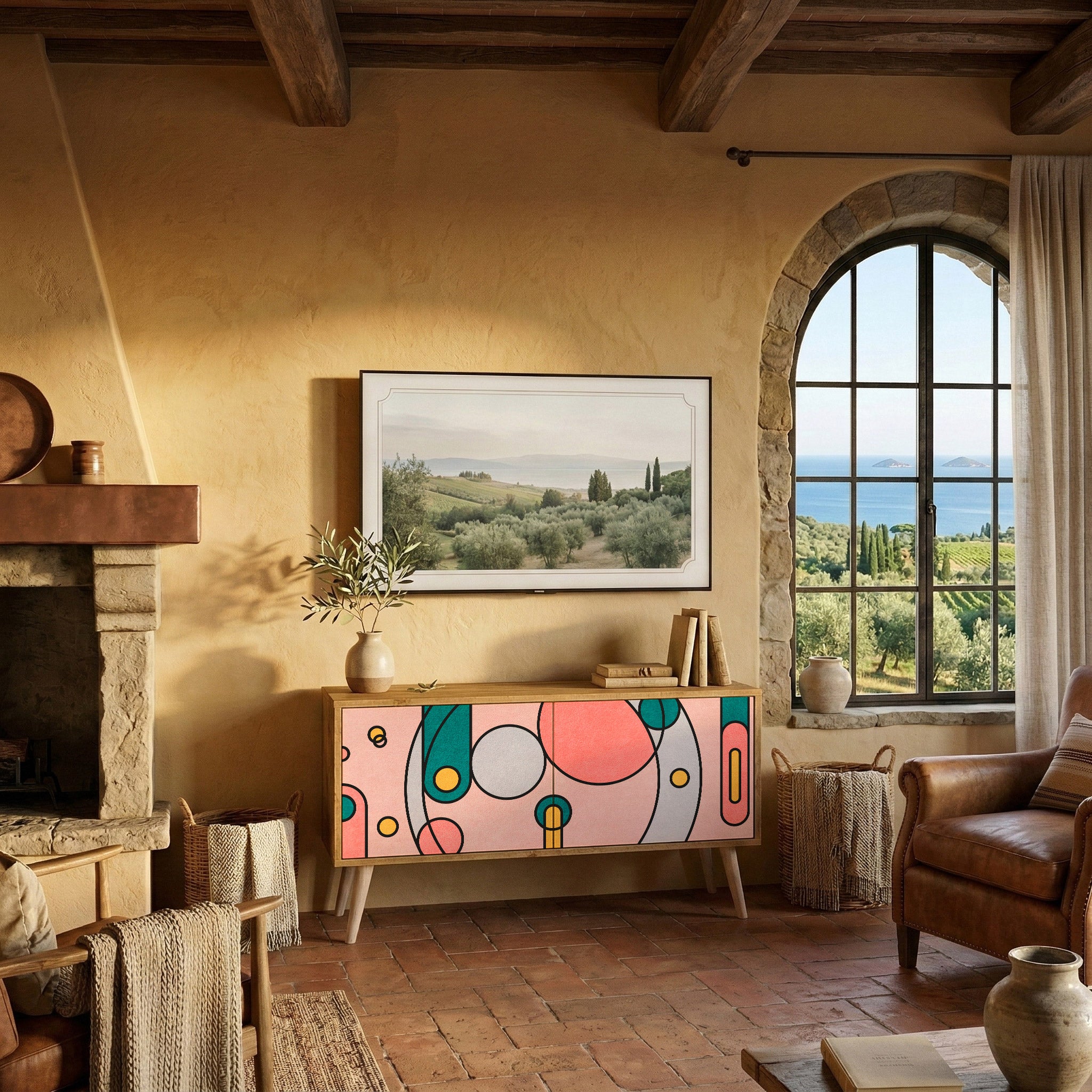 GOSSAMER ECHOES Mueble de TV Compacto de 2 puertas